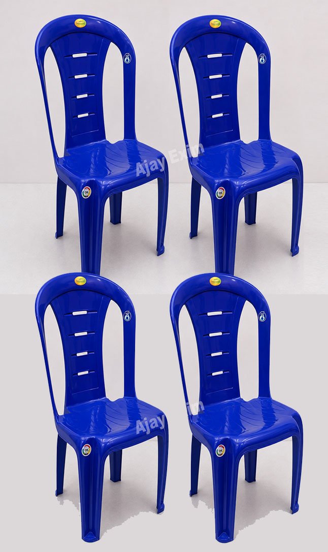 Classic Plastic Armless Chair Set of 4 - Image 3