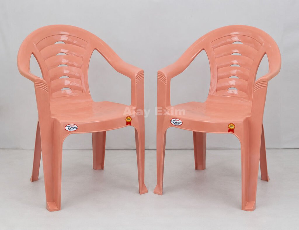 Classic Rounded Back Plastic Arm Chair Set of 2