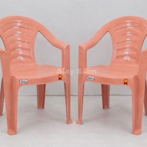 Classic Rounded Back Plastic Arm Chair Set of 2 - Image 3