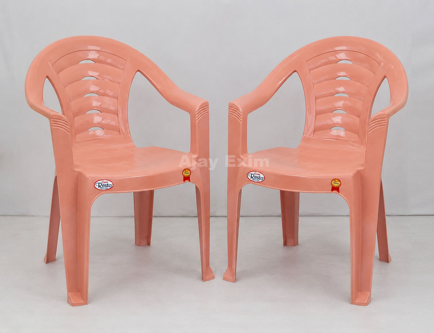 Classic Rounded Back Plastic Arm Chair Set of 2 - Image 3