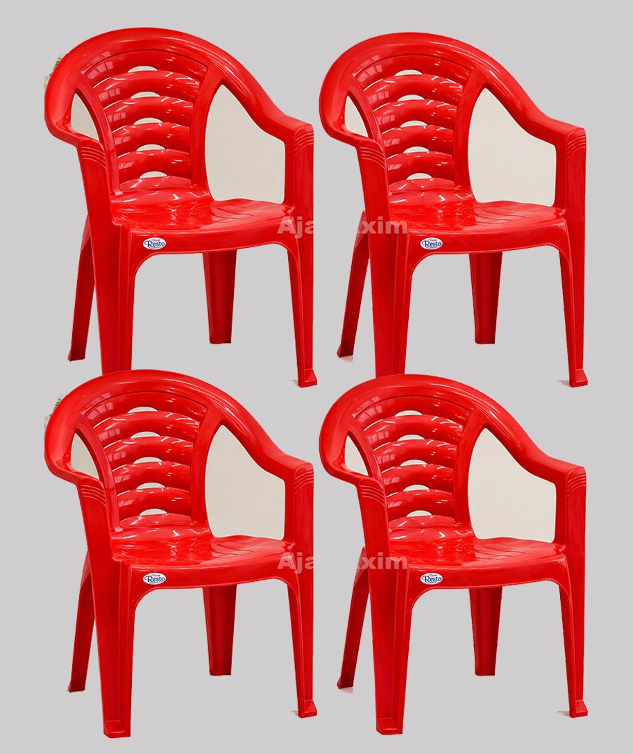 Classic Rounded Back Plastic Arm Chair Set of 4 - Image 2