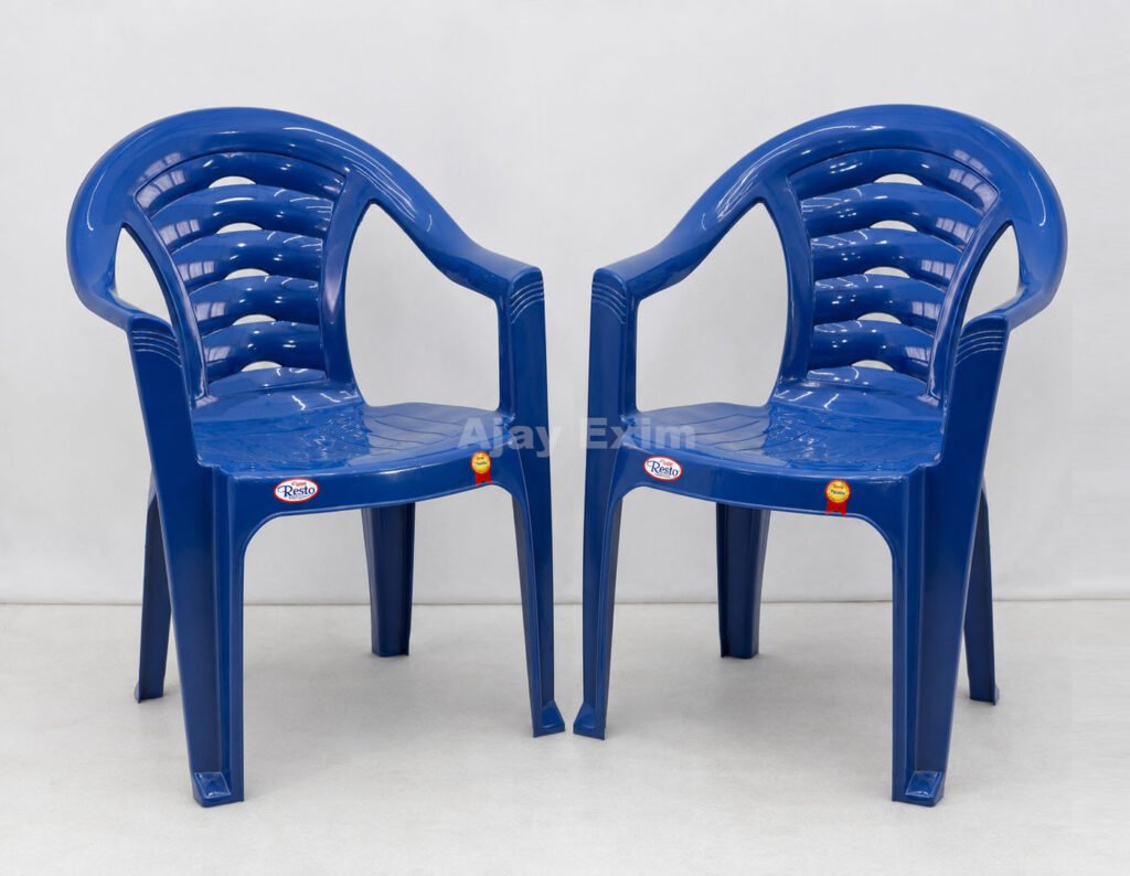 Classic Rounded Back Plastic Arm Chair Set of 2