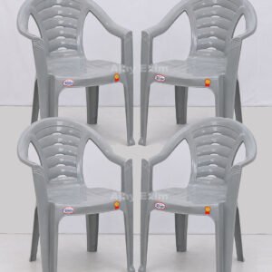 Classic Rounded Back Plastic Arm Chair Set of 4