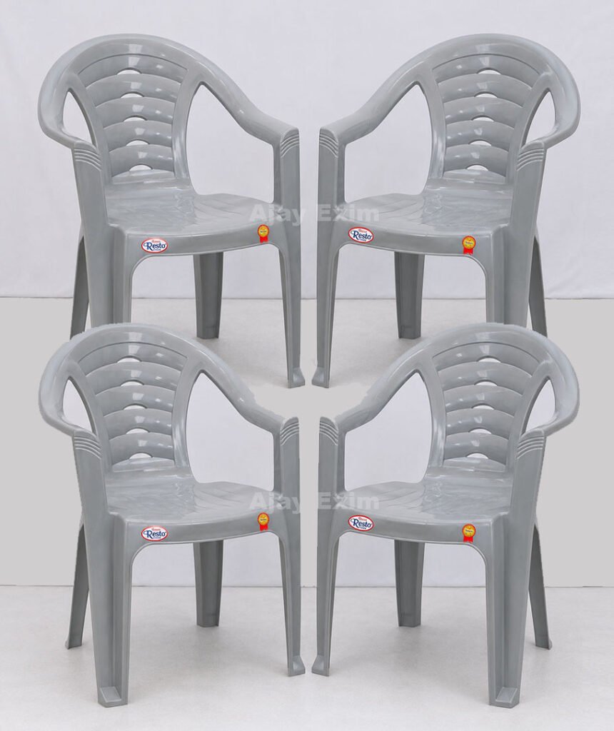 Classic Rounded Back Plastic Arm Chair Set of 4