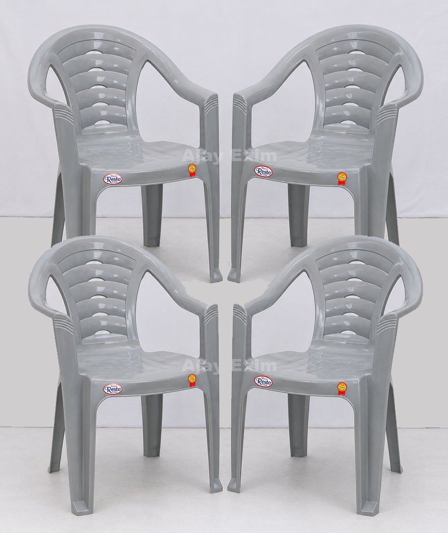 Classic Rounded Back Plastic Arm Chair Set of 4
