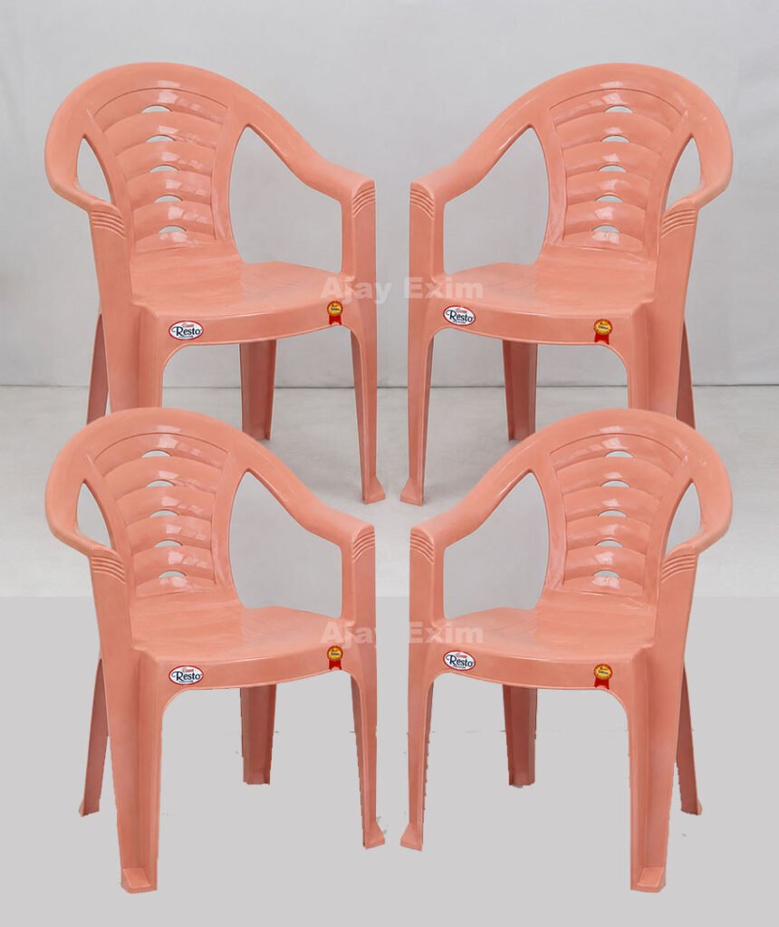 Classic Rounded Back Plastic Arm Chair Set of 4