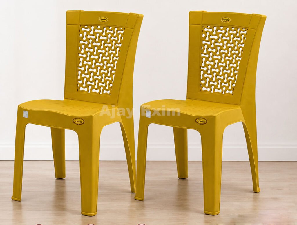 Decorative Back Plastic Armless Chair Set of 2