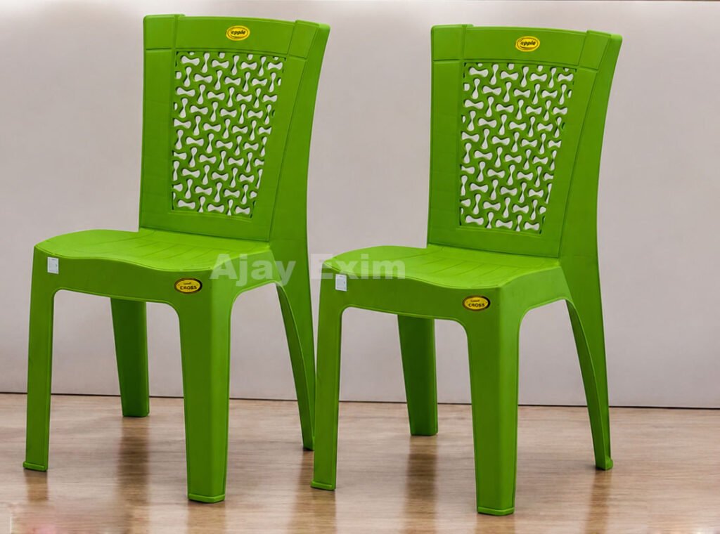 Decorative Back Plastic Armless Chair Set of 2