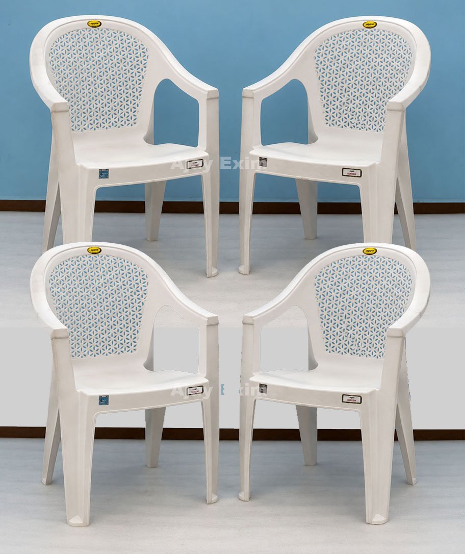 Floral Design Plastic Arm Chair Set of 4 - Image 2