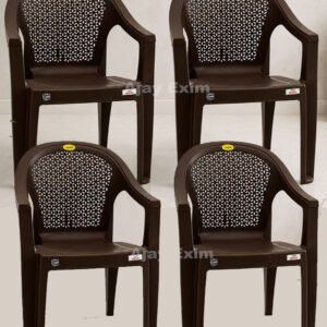 Floral Design Plastic Arm Chair Set of 4 - Image 3