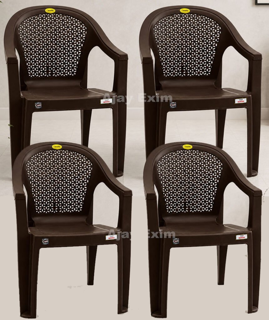 Floral Design Plastic Arm Chair Set of 4