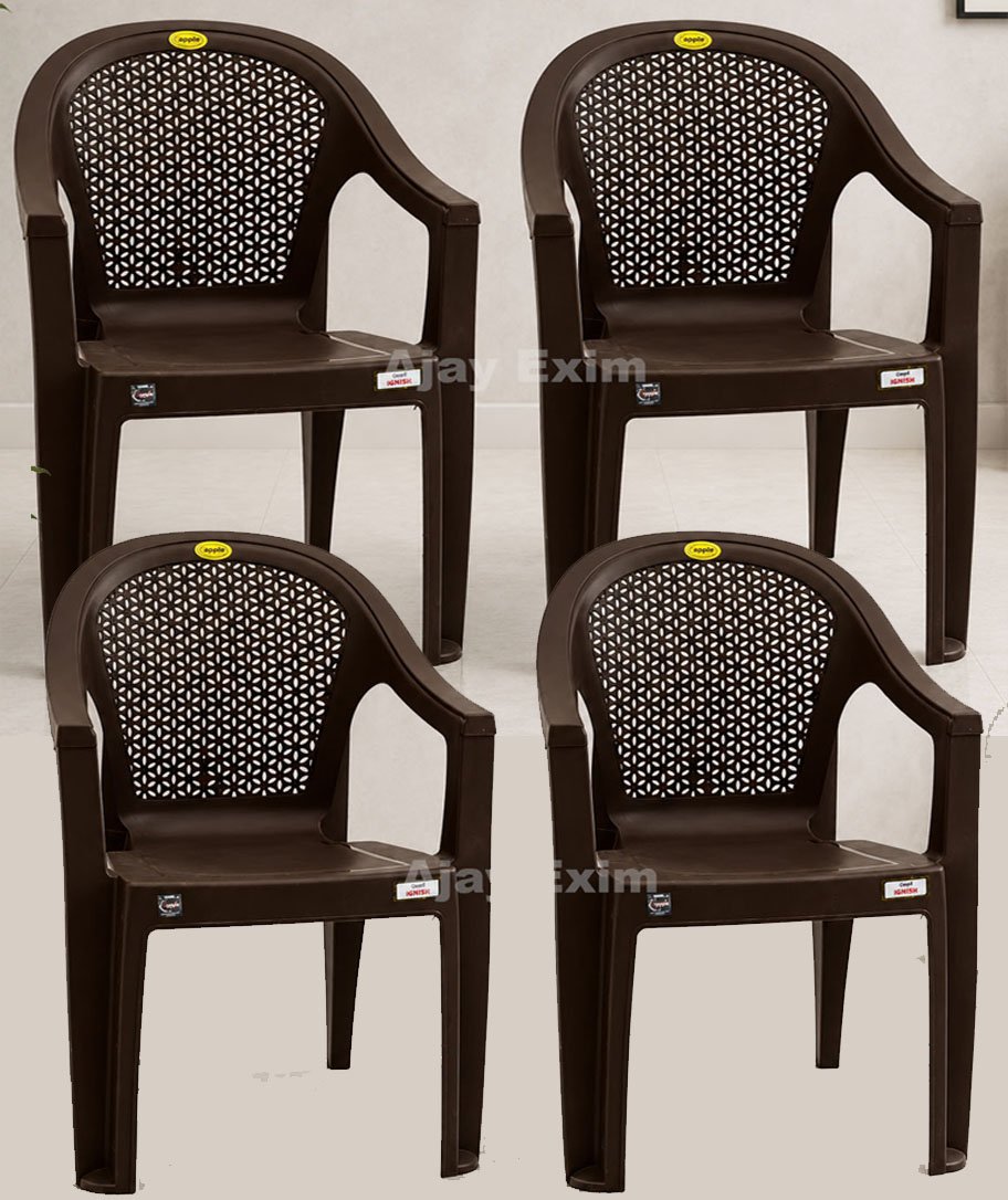 Floral Design Plastic Arm Chair Set of 4 - Image 3