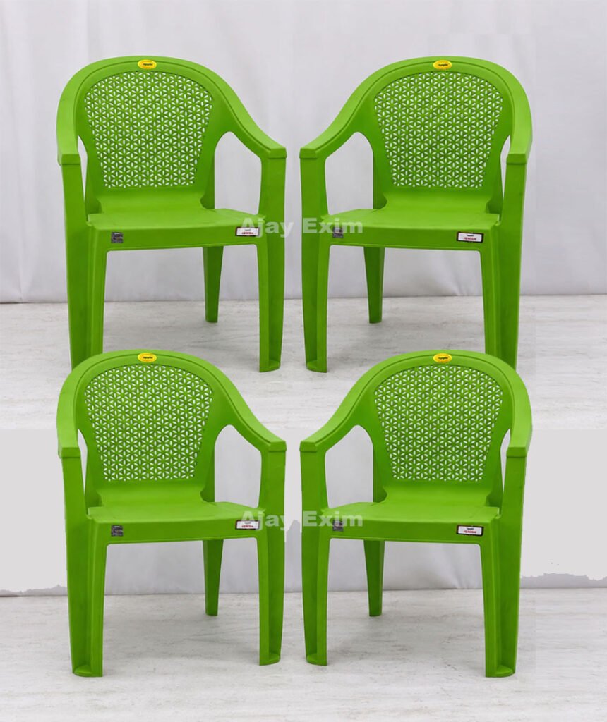 Floral Design Plastic Arm Chair Set of 4