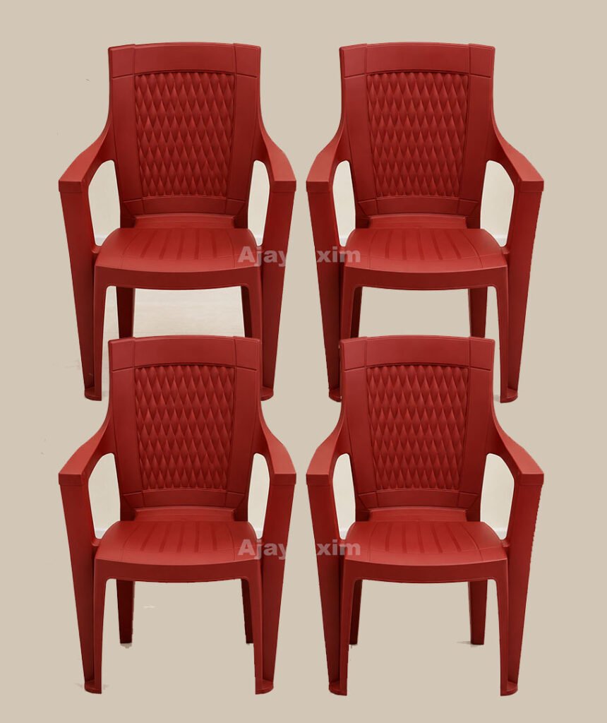 Luxury Diamond Back Plastic Arm Chair Set of 4