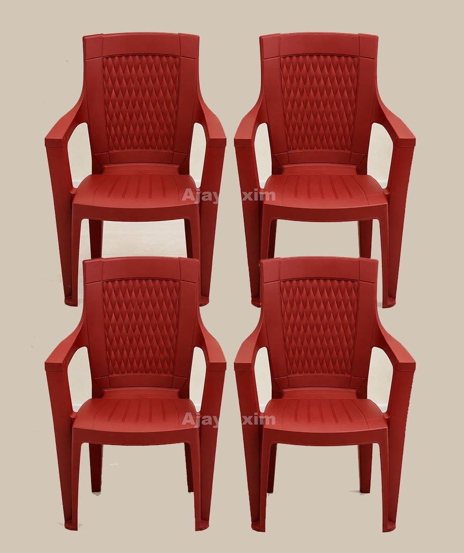 Luxury Diamond Back Plastic Arm Chair Set of 4 - Image 2
