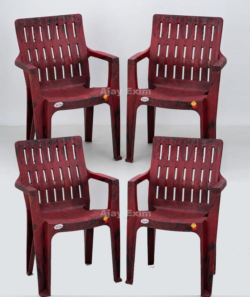 Mini Backrest Plastic Arm Chair Set of 4