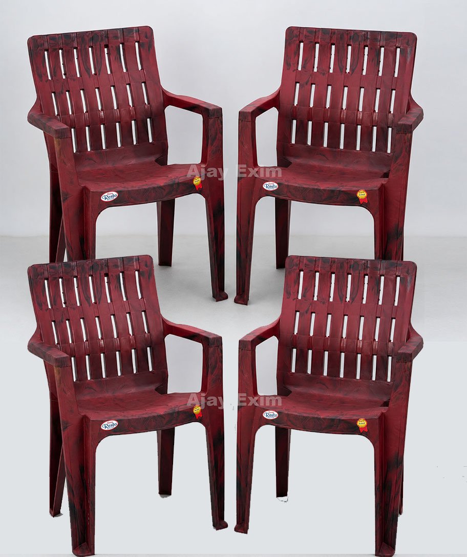 Mini Backrest Plastic Arm Chair Set of 4