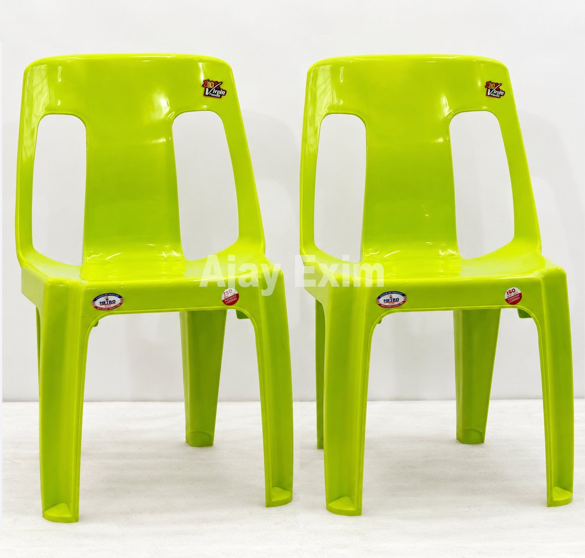 Modern Plastic Armless Chair Set of 2 - Image 2
