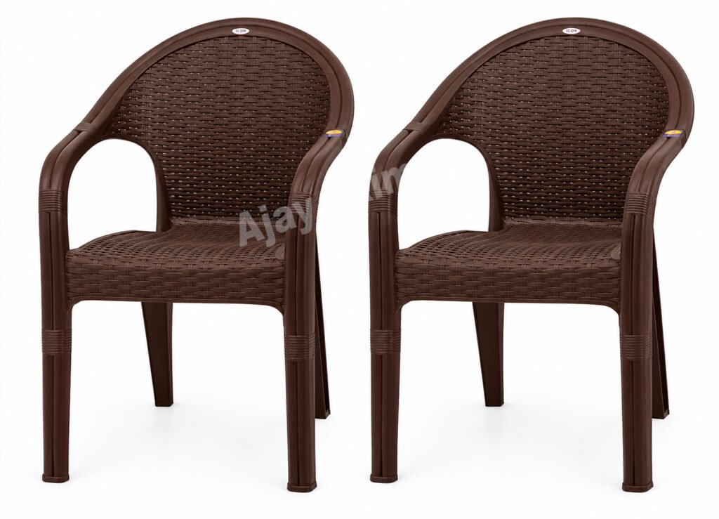 Plastic Arm Chair with Rattan Design