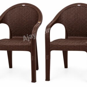 Plastic Arm Chair with Rattan Design