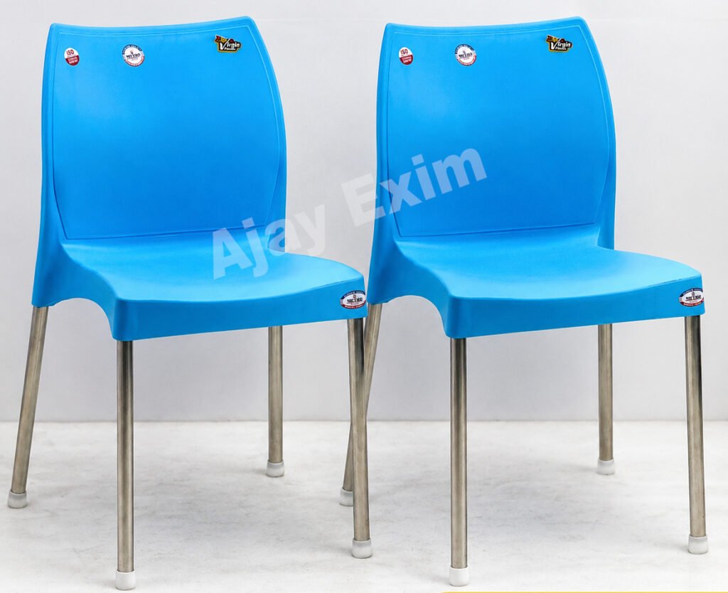 Steel Leg Plastic Armless Chair set of 2