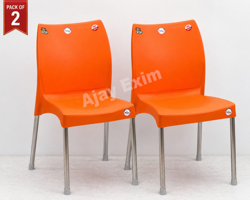 Steel Leg Plastic Chair without arm set of 2