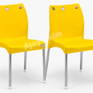Set of 2 Plastic Armless Chairs with Steel Legs - Image 2