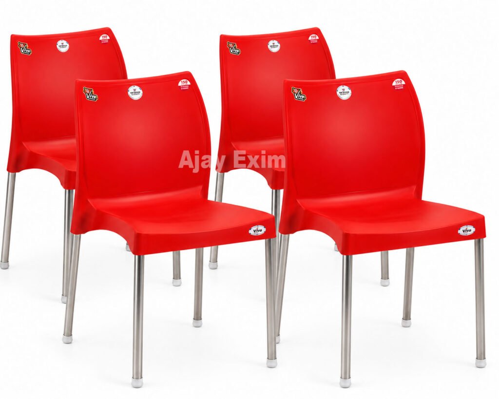 Steel Leg Plastic Chair without arm set of 4