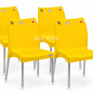 Set of 4 Plastic Armless Chairs with Steel Legs - Image 2