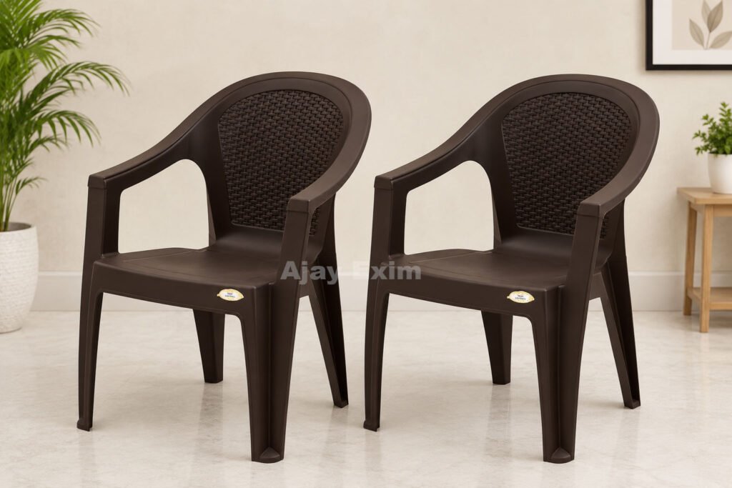 Stylish Rattan Pattern Plastic Arm Chair