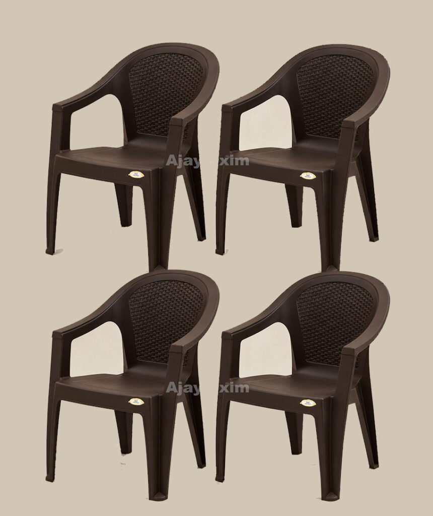 Stylish Rattan Pattern Plastic Arm Chair