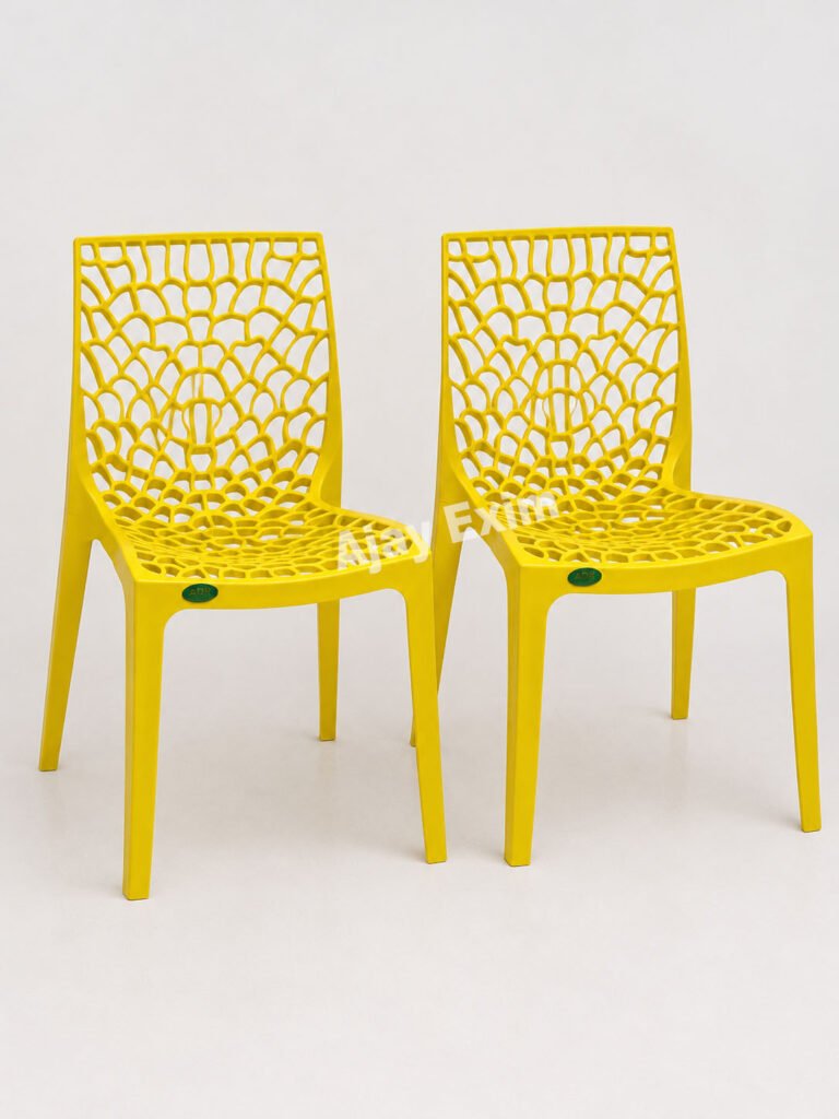 Web Pattern Plastic Armless Chair Set of 2