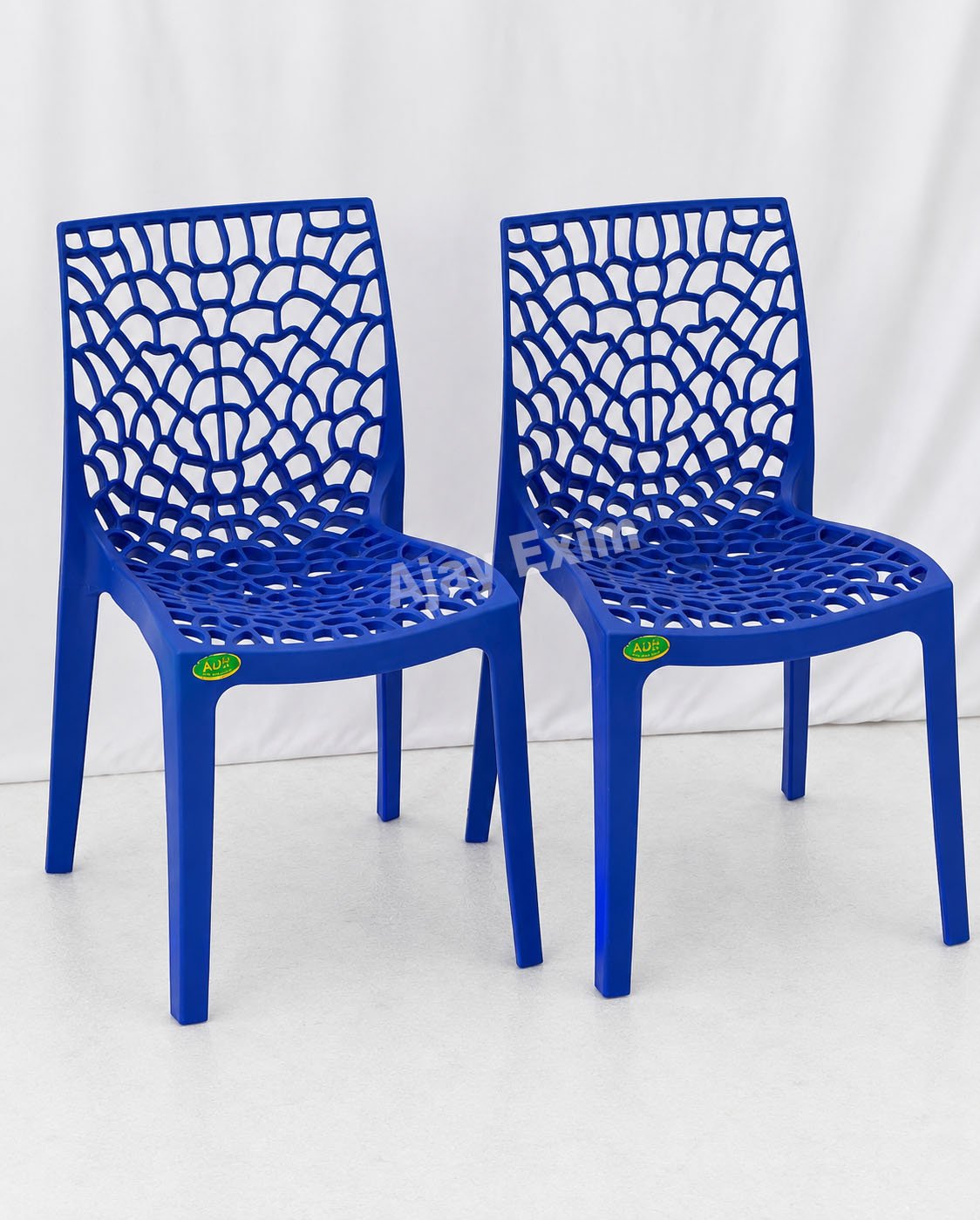 Web Pattern Plastic Armless Chair Set of 2 - Image 2