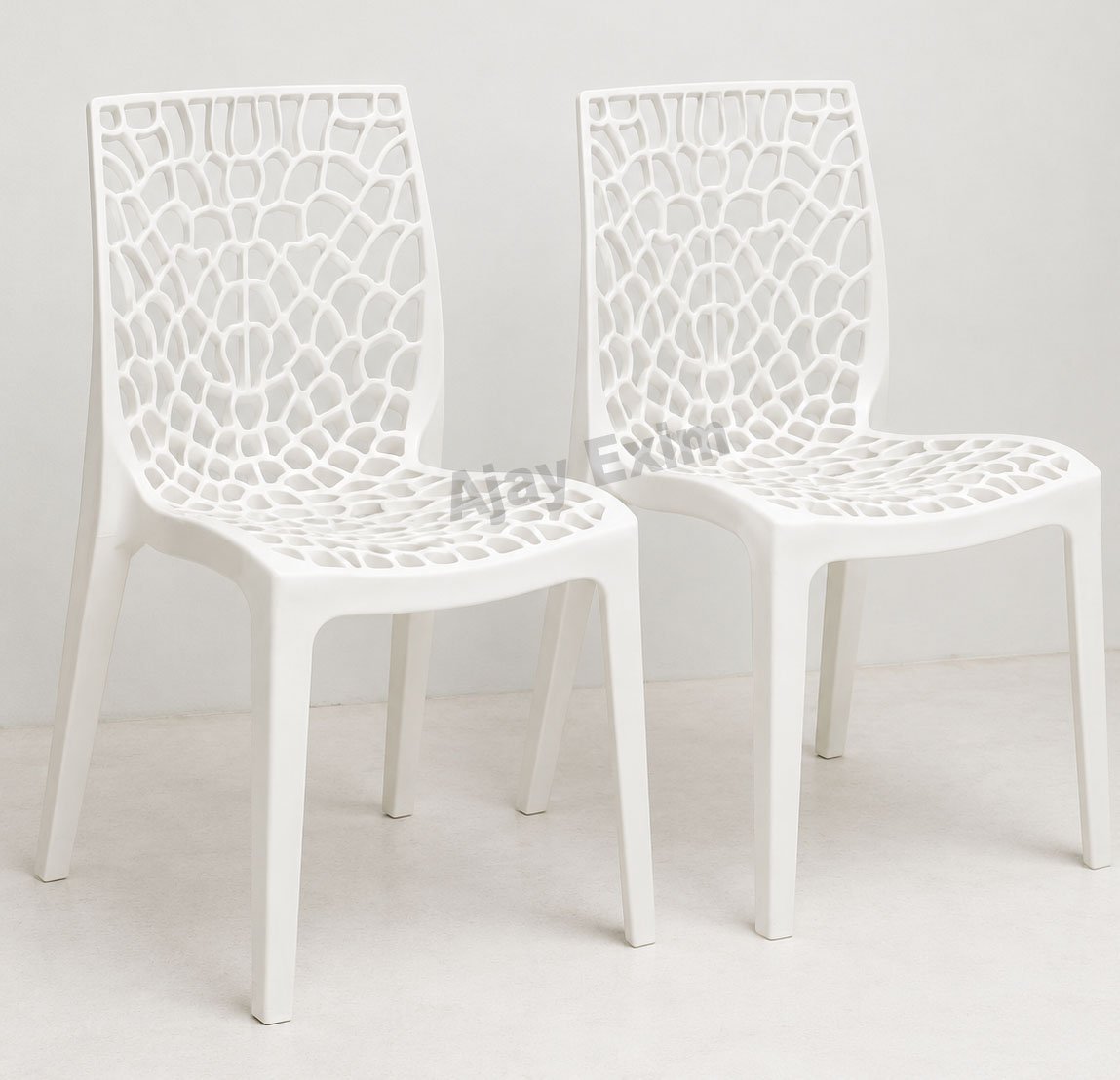 Web Pattern Plastic Armless Chair Set of 2 - Image 4