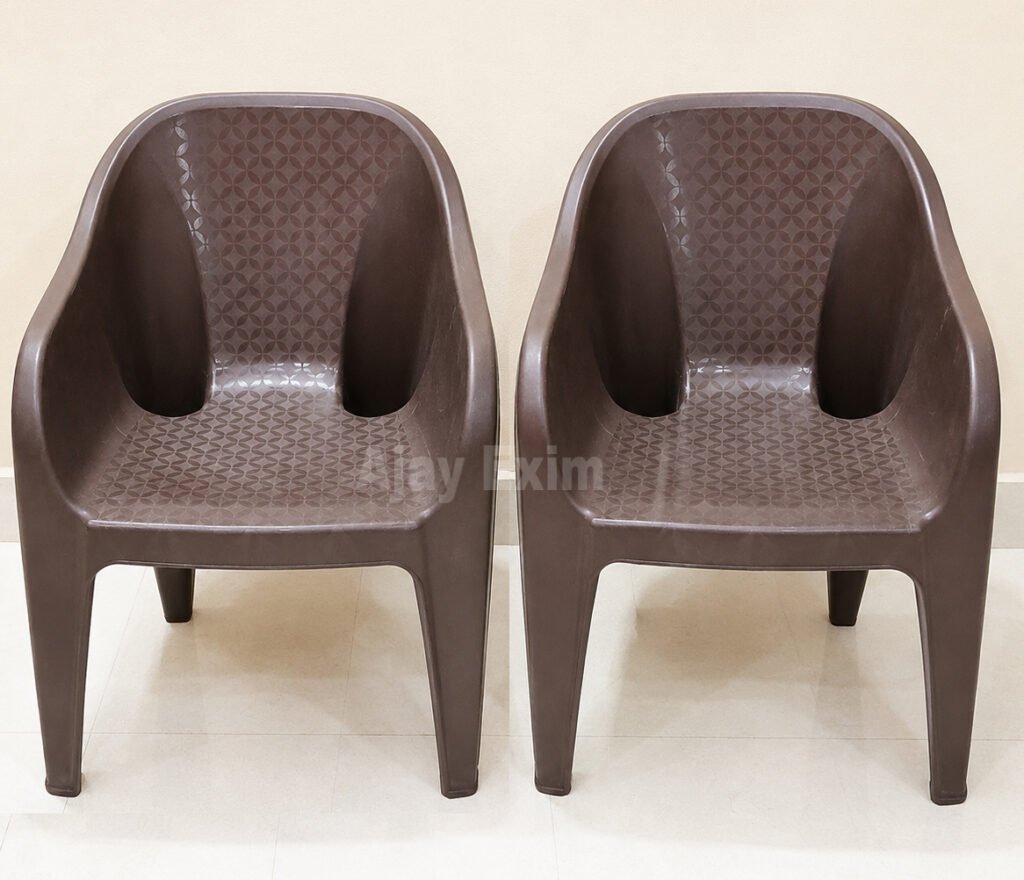 Wide Seat Plastic Arm Chair Set of 2