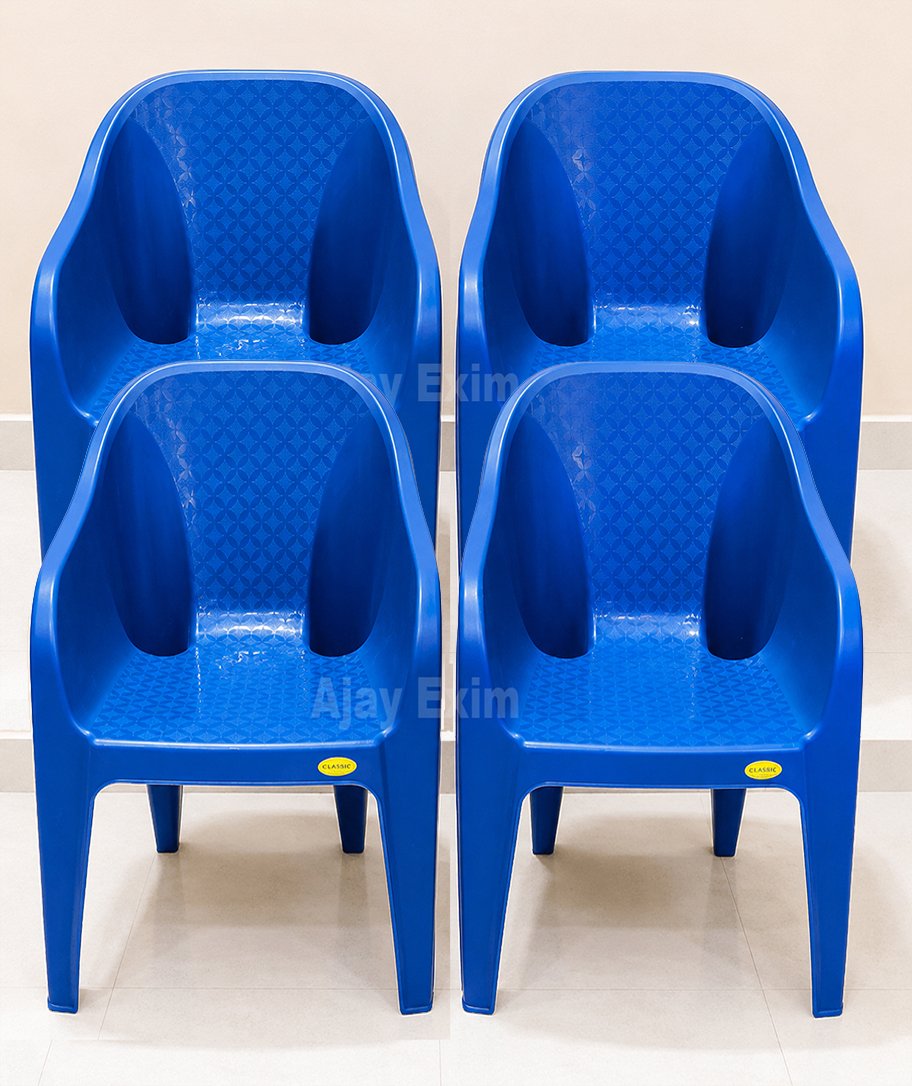 Wide Seat Plastic Arm Chair Set of 4 - Image 2