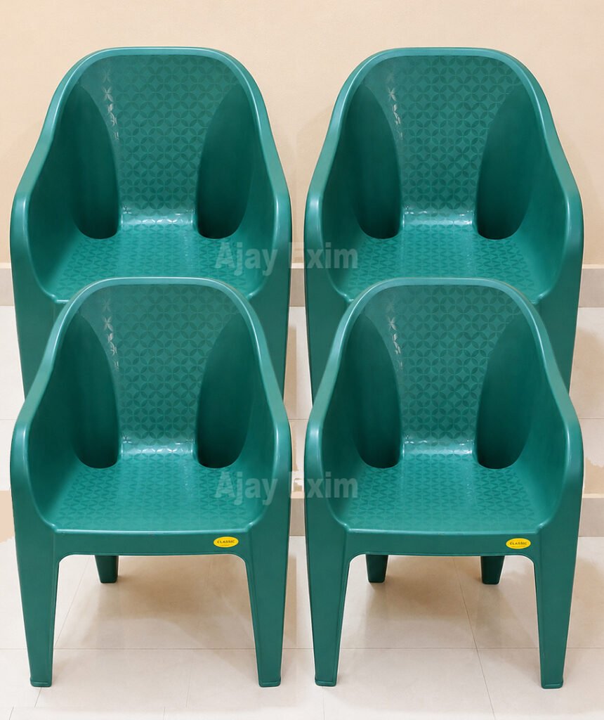 Wide Seat Plastic Arm Chair Set of 4