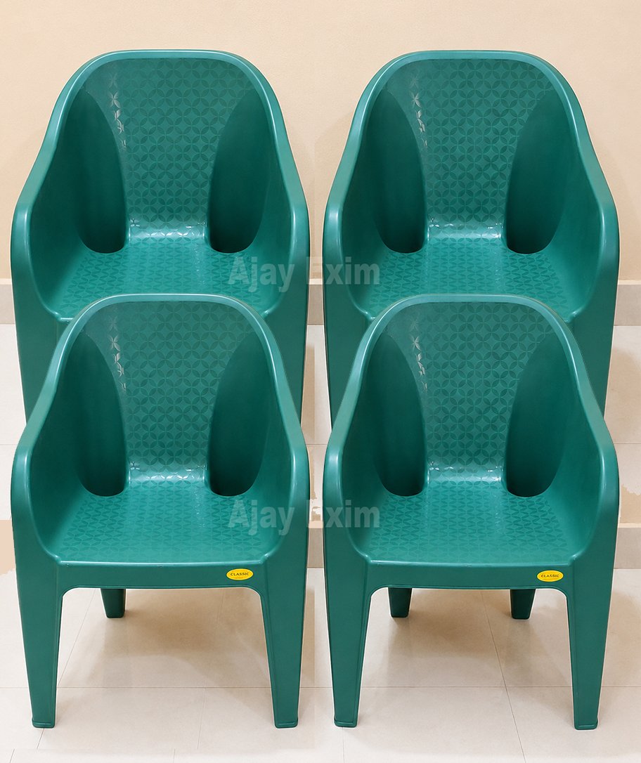 Wide Seat Plastic Arm Chair Set of 4 - Image 3