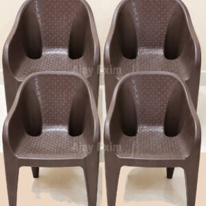 Wide Seat Plastic Arm Chair Set of 4 - Image 4