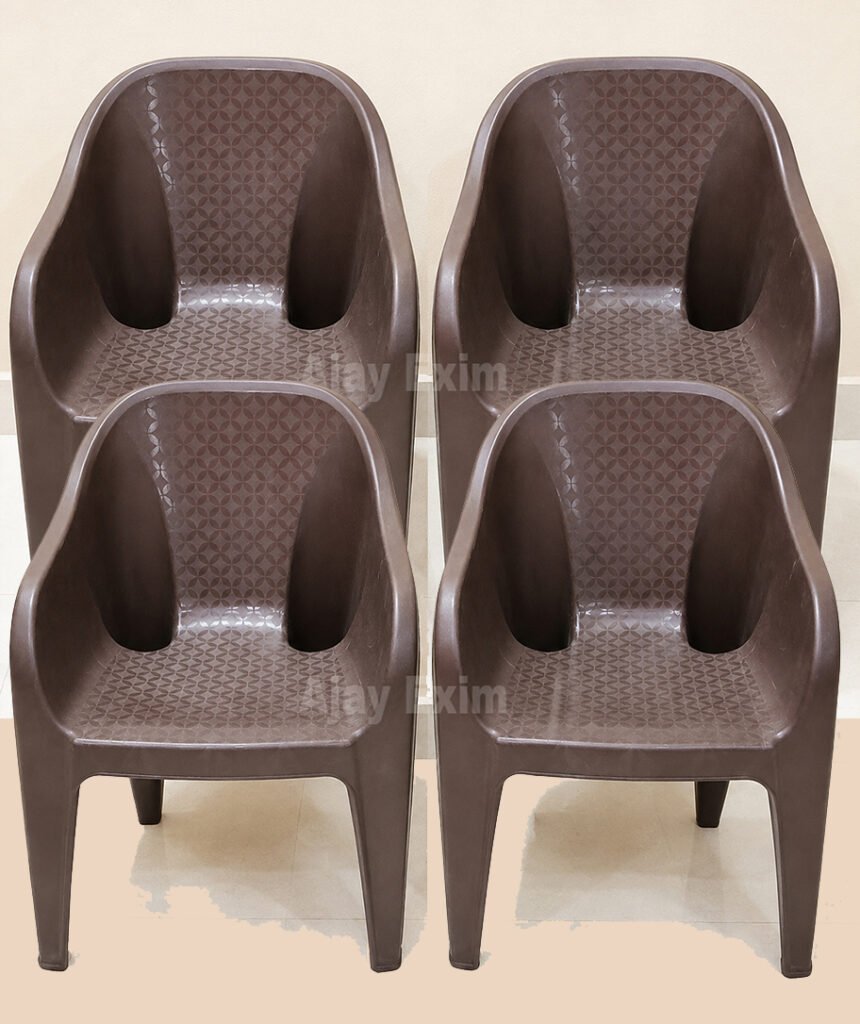Wide Seat Plastic Arm Chair Set of 4