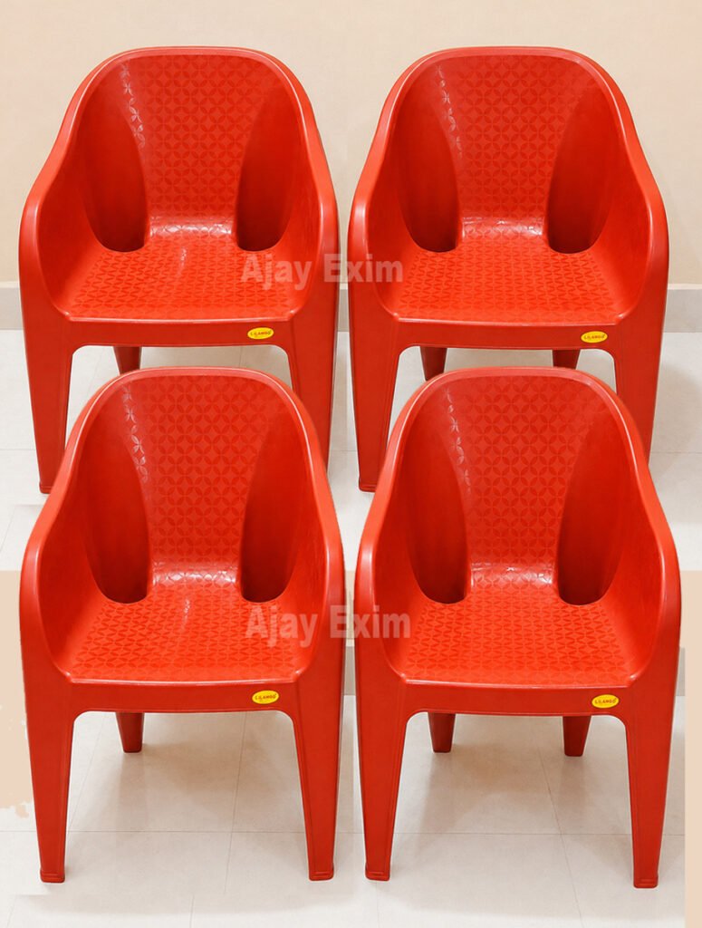 Wide Seat Plastic Arm Chair set of 4