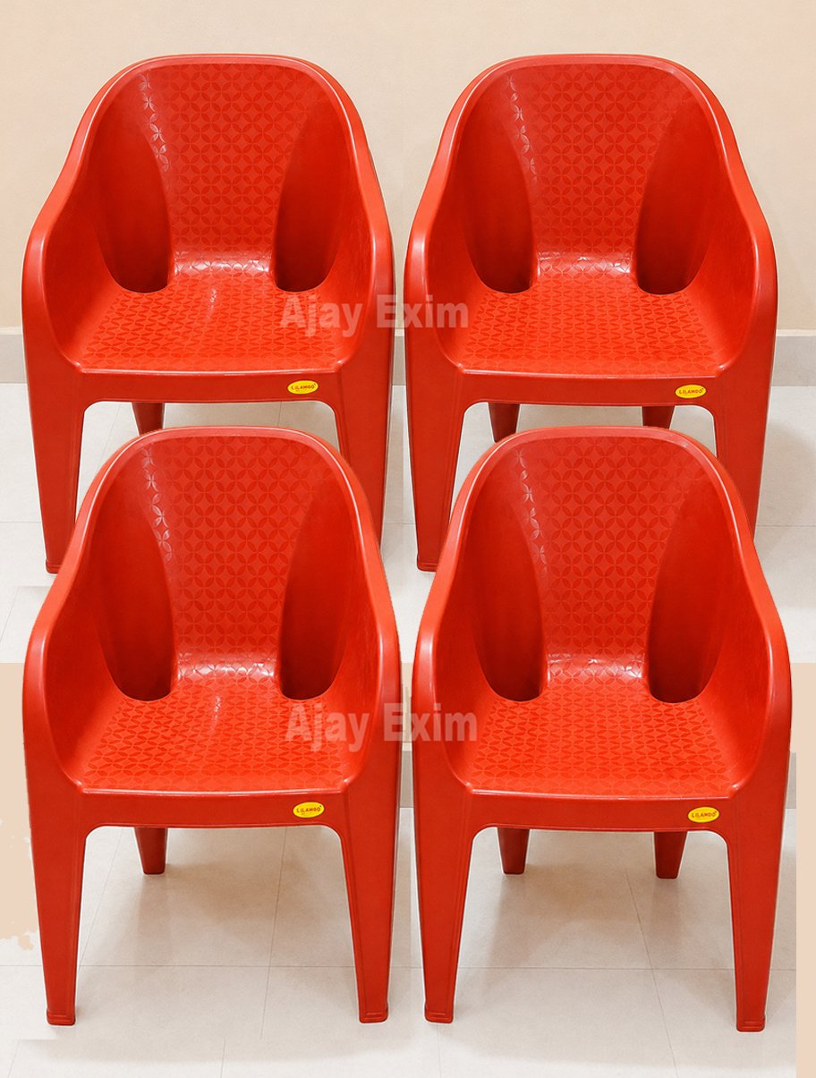 Wide Seat Plastic Arm Chair set of 4