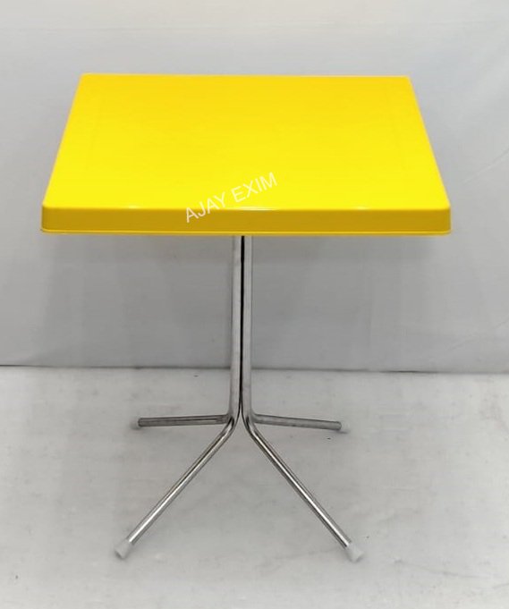 Square Shape Steel Leg Dining Table