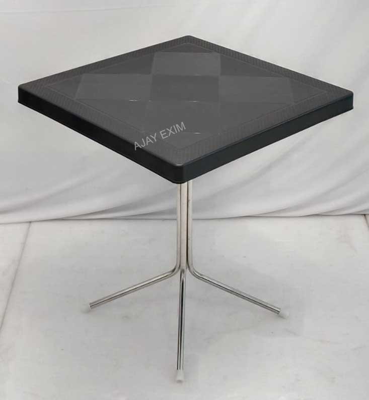 Square Shape Steel Leg Dining Table