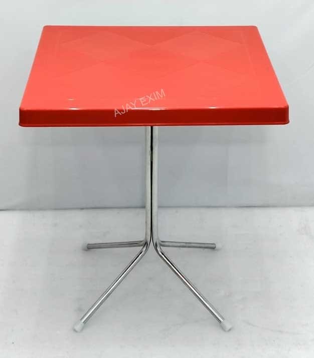 Square Shape Steel Leg Dining Table