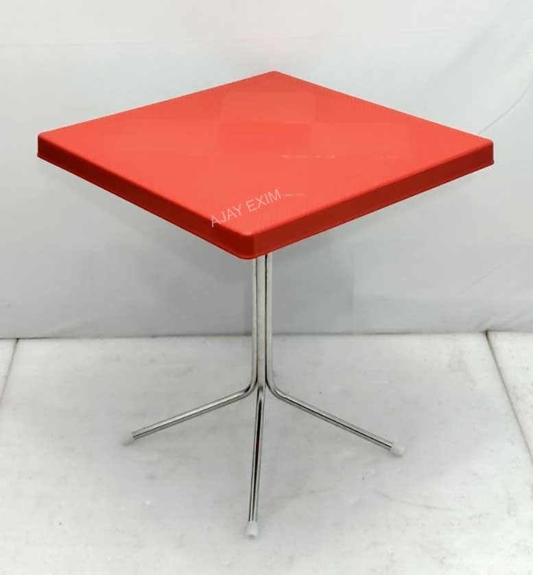 Square Shape Steel Leg Dining Table