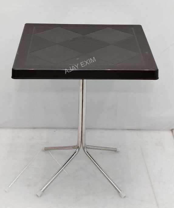 Square Shape Steel Leg Dining Table